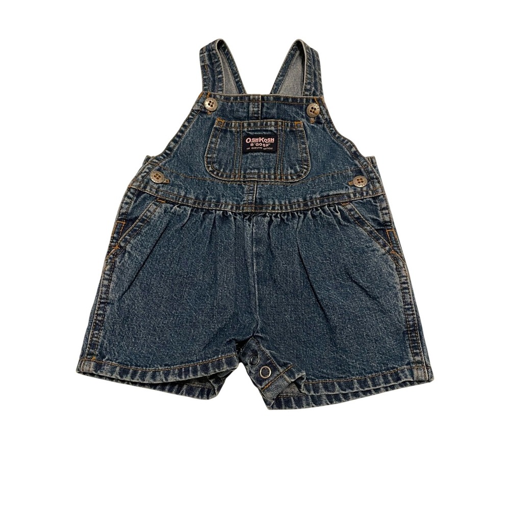 Vintage OshKosh B'Gosh Denim Bubble Shortalls 0-3M Vestbak Overalls Trusts Tide